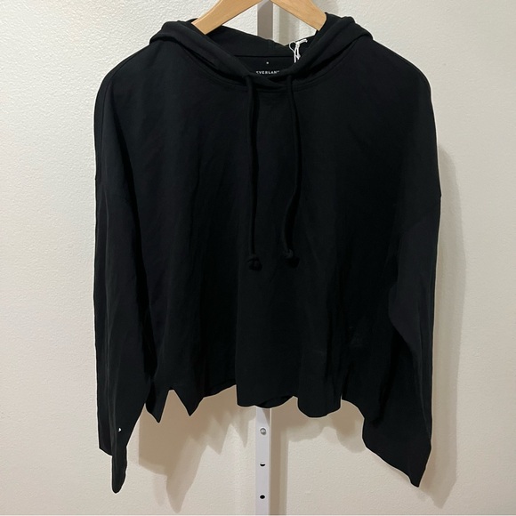 NWT Everlane Organic Cotton Cropped Hoodie Medium Black Sustainable - Picture 3 of 9
